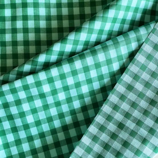 Coated fabric green mint gingham
