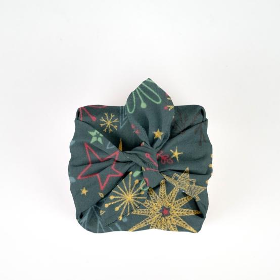 Furoshiki small 35 x 35 ex2556 christmas star gold green blue