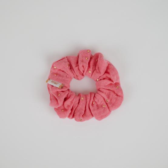 Small scrunchie gaze pois or rose sorbet
