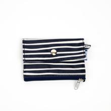 zipper pouch card purse striped  ivory navy