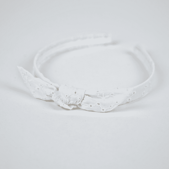 bow headband starry white english embroidery 