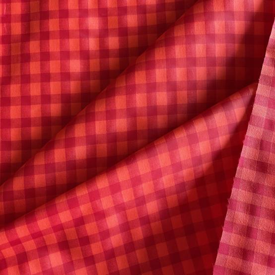 Coated fabric coral red gingham