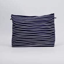 Cosmetic bag with flap striped  ivory navy