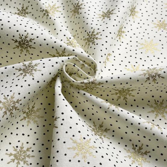 Cotton fabric ex2655 christmas gold snowflakes