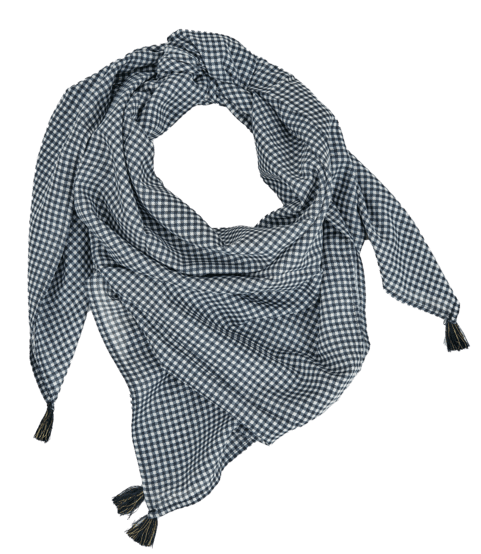 Pom pom scarf vichy noir