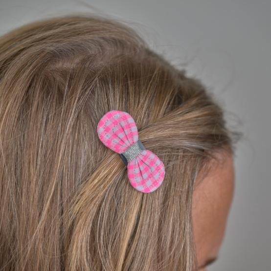 Noeud Anti-Glisse hair slide neon pink gingham
