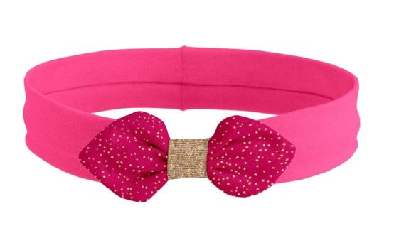 Jersey knit baby headband fuchsia pailleté