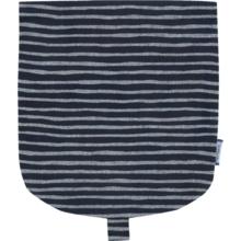 Flap of small shoulder bag striped silver dark blue