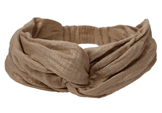 crossed headband gaze pailletée camel