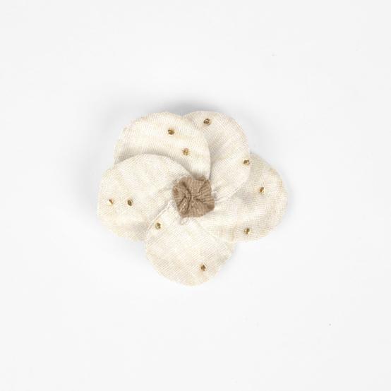 Flower petal hair slide small  gaze pois or écru