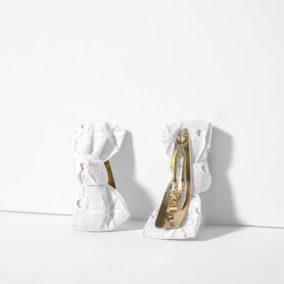 Small bows hair clips starry white english embroidery 