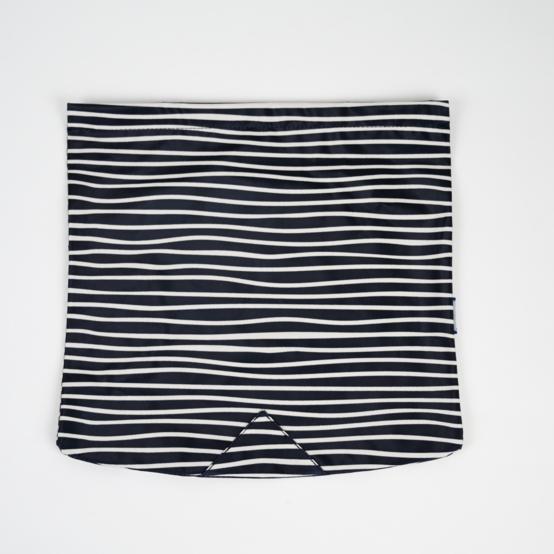 Square flap of saddle bag  striped  ivory navy