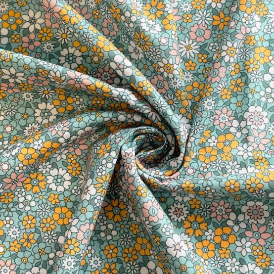 Cotton fabric ex2503 floral retro lichen