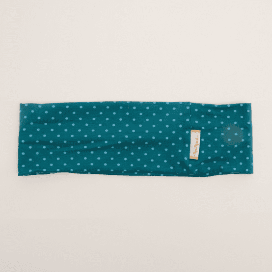 Stretch jersey headband  pois bleu canard