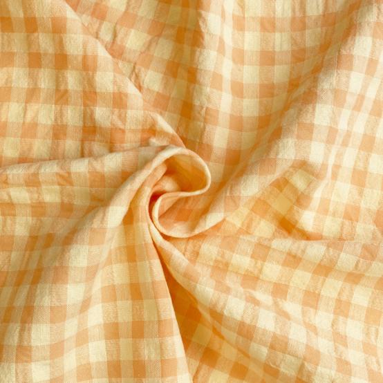 Cotton fabric ex2532 peach yellow seersucker gingham