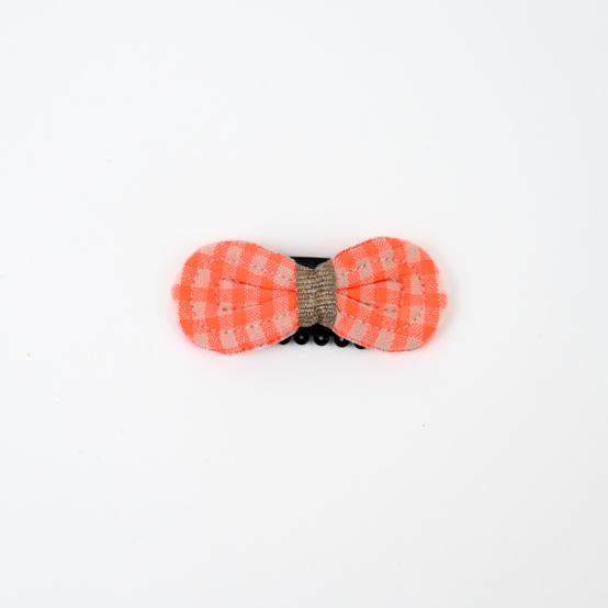 Noeud Anti-Glisse hair slide neon orange gingham