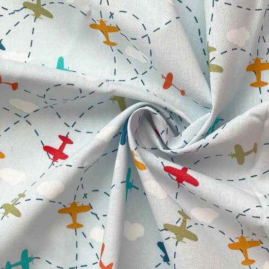 Cotton fabric ex2465 sky blue looping