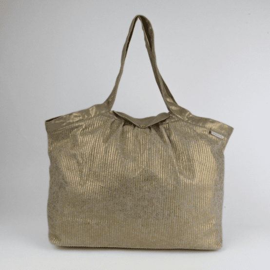 Pleated tote bag - Medium size gold large corduroy