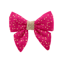 Mini bow tie clip fuchsia pailleté