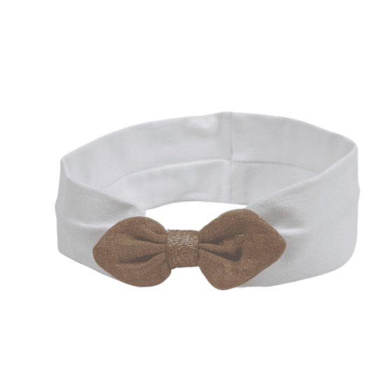 Jersey knit baby headband gaze pailletée camel