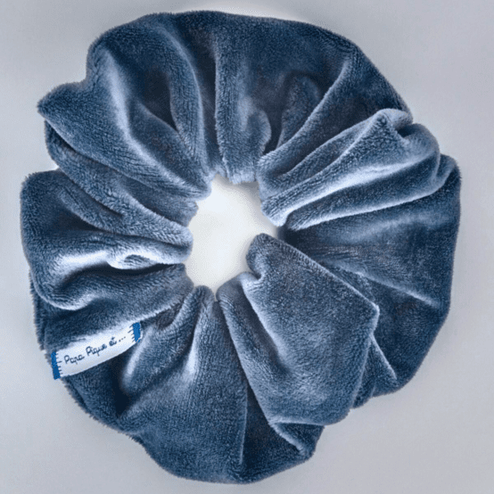 Scrunchie blue denim velvet