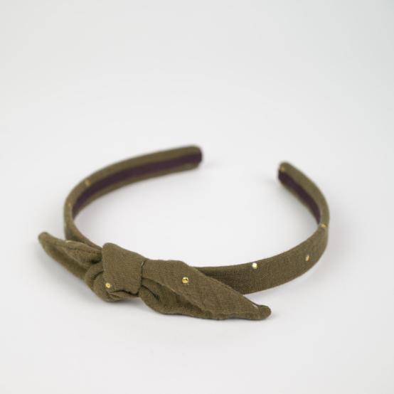 bow headband gaze pois or kaki