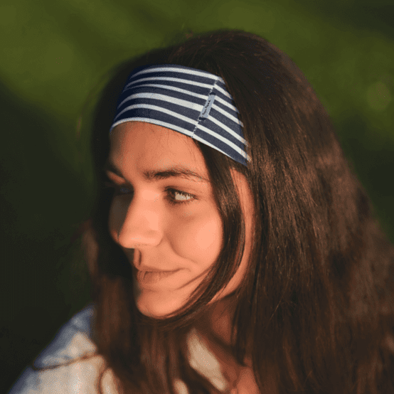 Stretch jersey headband  striped  ivory navy