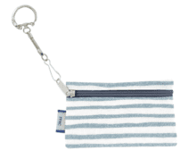Keyring  wallet striped blue gray glitter