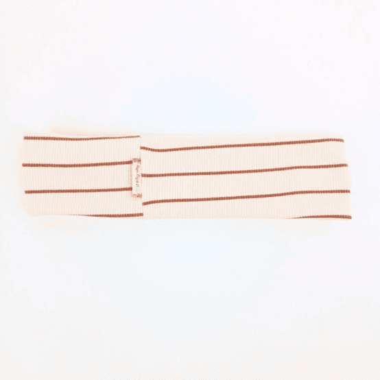 Stretch jersey headband  ribbed caramel stripes