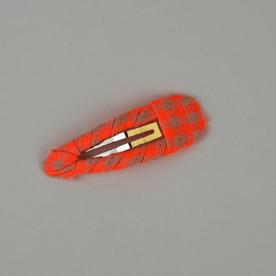 Fabric hair clip neon orange gingham
