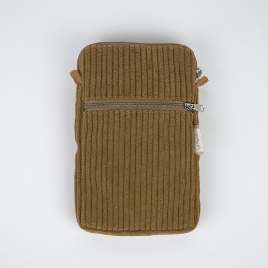 Quilted phone pocket brown large corduroy