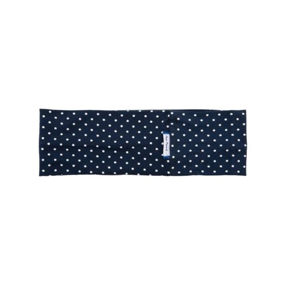 Stretch jersey headband  pois blanc marine