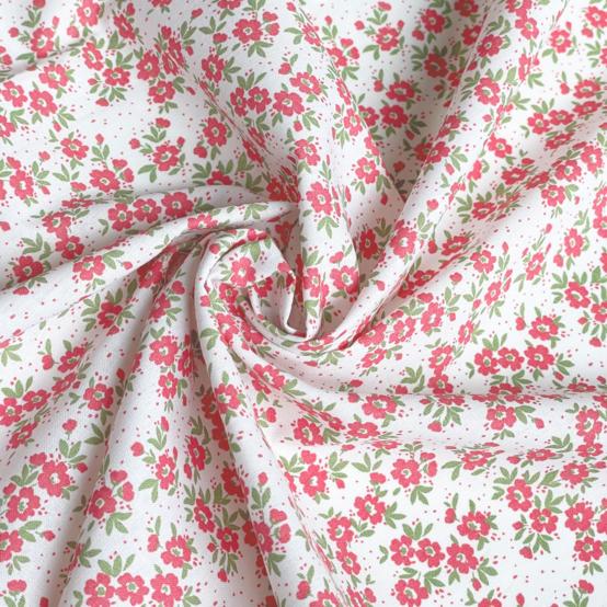 Cotton fabric ex2601 red dotted flowers