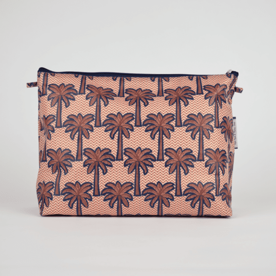Cosmetic bag with flap palmeraie