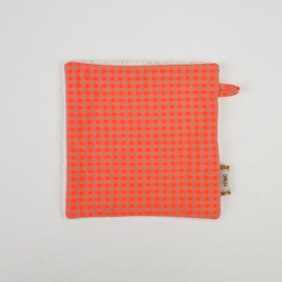 Makeup Remover cotton neon orange gingham