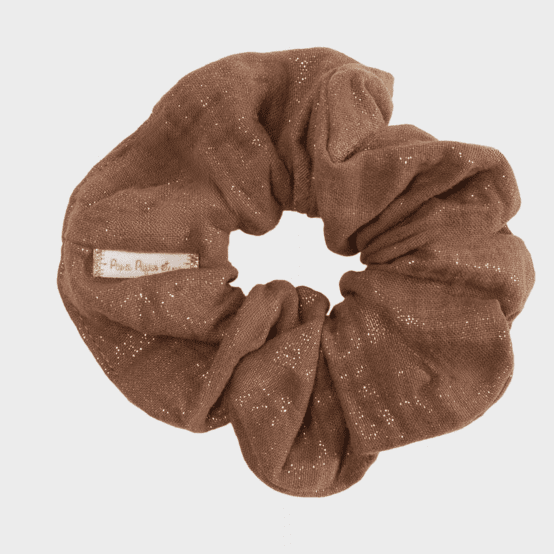 Scrunchie gaze pailletée cognac