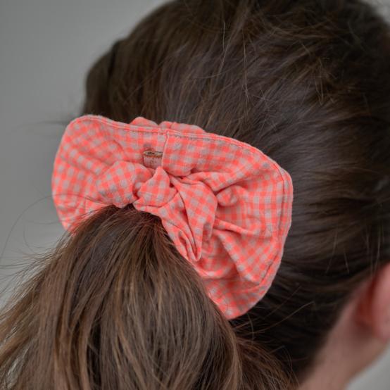 Scrunchie neon orange gingham