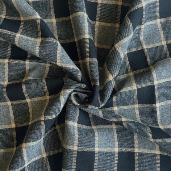 Flannel fabric black and sand tartan