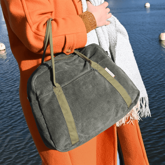 Bowling bag  velours côtelé kaki
