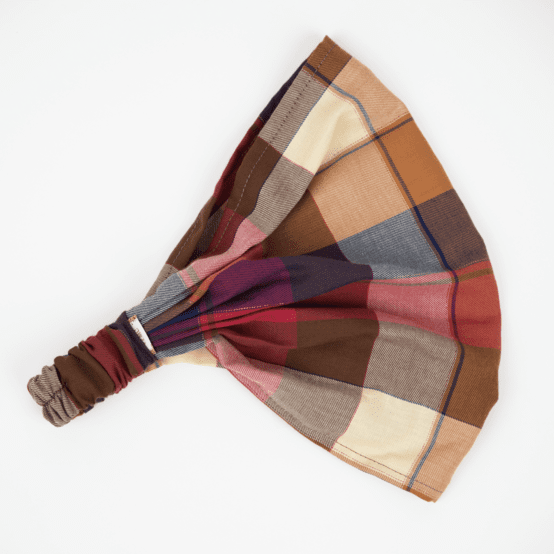 Headscarf headband- child size ruby lurex tartan
