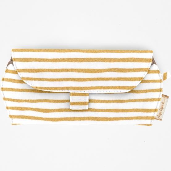 Glasses case rayé or blanc