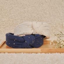 Large Crossed Headband gaze pois or marine