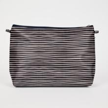 Cosmetic bag with flap striped  ivory navy