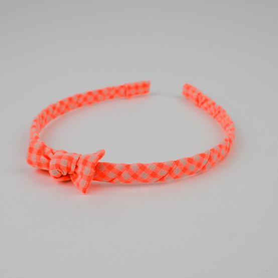 Thin headband neon orange gingham