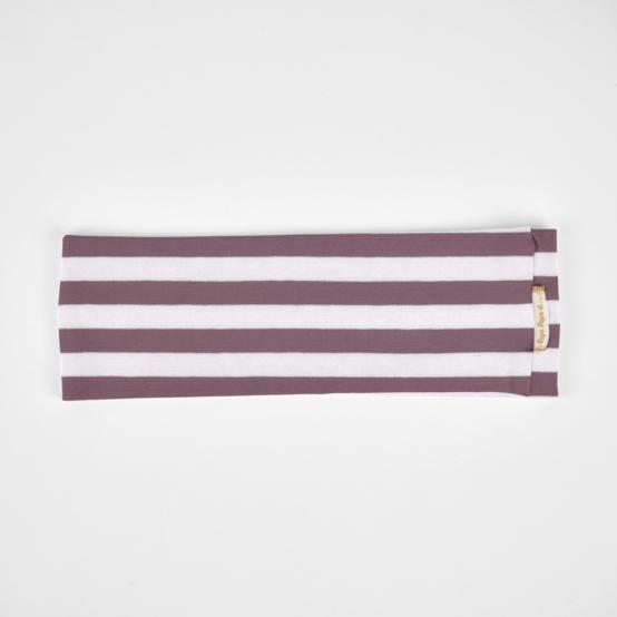 Stretch jersey headband  white eggplant stripe