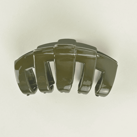 Large Rounded Hair Clip lacquered khaki