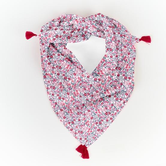 Small pom pom scarf rose grenadine