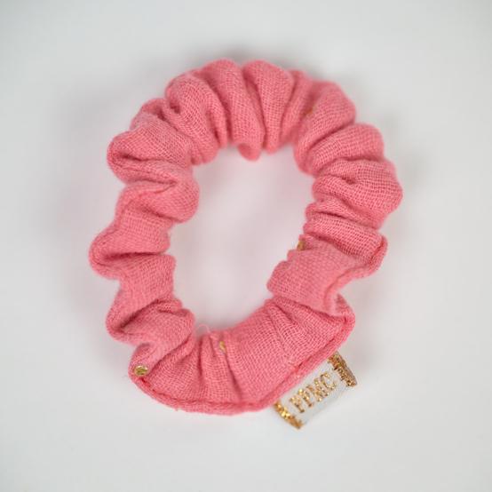 Mini Scrunchie gaze pois or rose sorbet