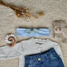 Jersey knit baby headband gaze vert d'eau