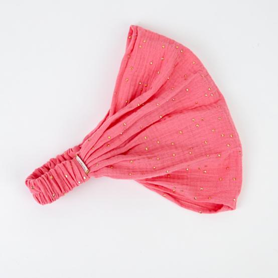 Headscarf headband- Adult size gaze pois or rose sorbet